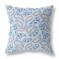 Palacedesigns 18 in. Boho Paisley Indoor & Outdoor Throw Pillow Blue & Gray PA3100427